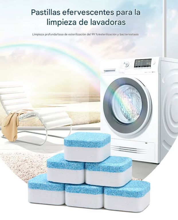 MOVI SET 12 PASTILLAS PARA LIMPIAR LAVADORA (Elimina Olor y Suciedad)