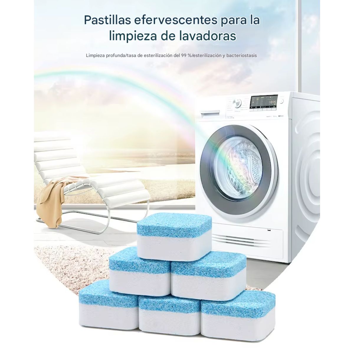MOVI - SET 12 PASTILLAS PARA LIMPIAR LAVADORA (Elimina Olor y Suciedad)