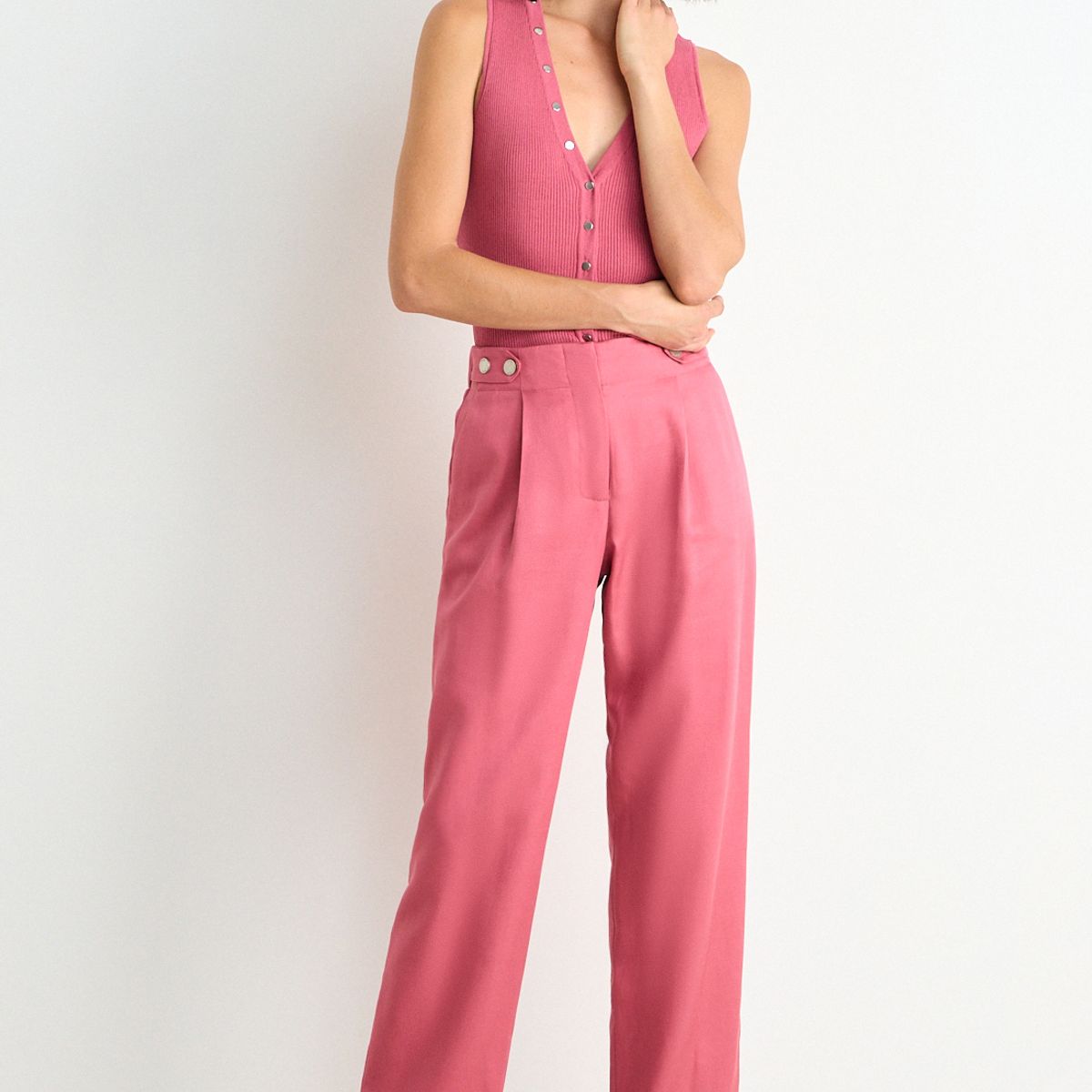 ASH - Pantalon Moda Liso Mujer Rosado Ash