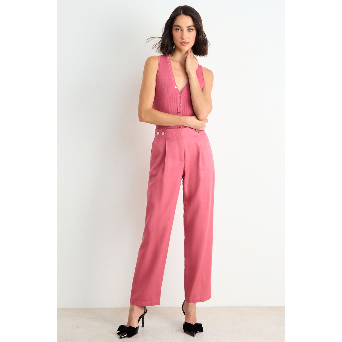 ASH - Pantalon Moda Liso Mujer Rosado Ash