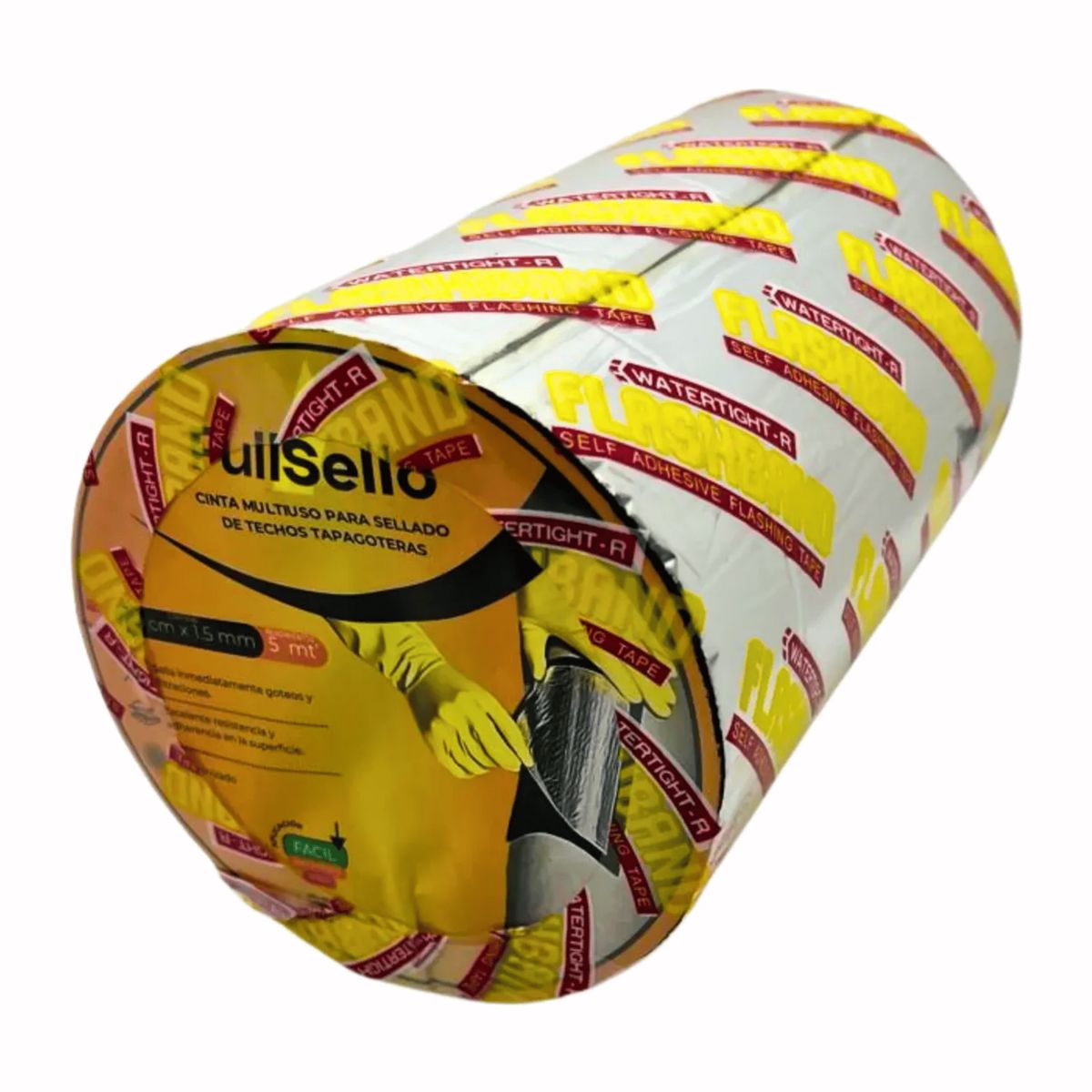 FULLSELLO - Cinta Tapagotera Asfáltica Aluminizada 20cmx5mt Impermeable