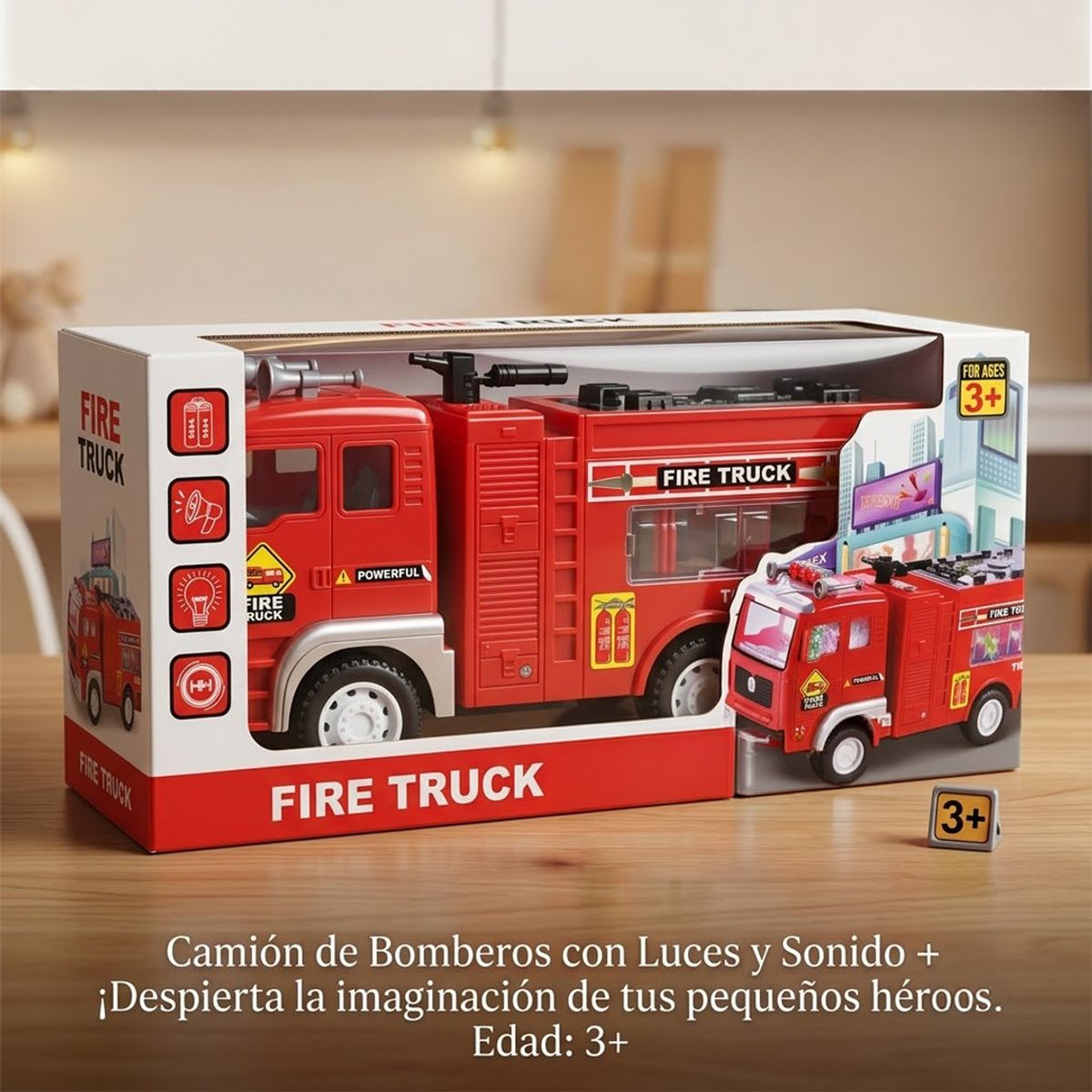 GENERICO - Camion De Bomberos Para Ninos, Juguete Con Luces 4D Intermitentes
