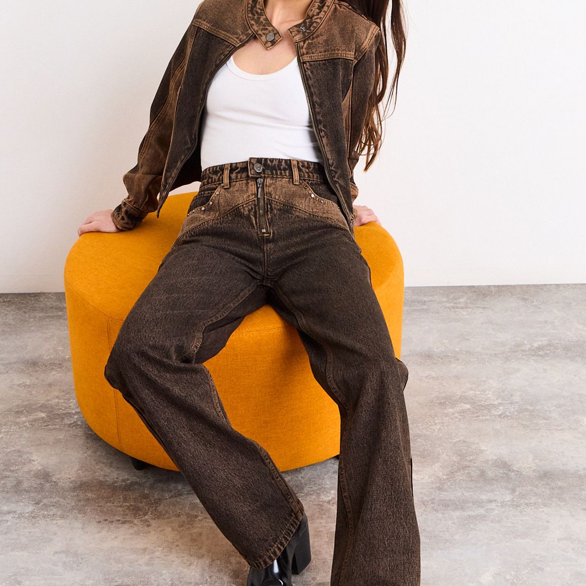 IO - Jeans Liso Mujer Café Io