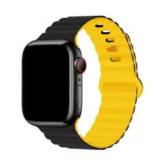 CELLBOX - Correa de Silicona Duo para Apple Watch - 42 mm Serie 1 / 2 / 3 - Negro / Amarillo
