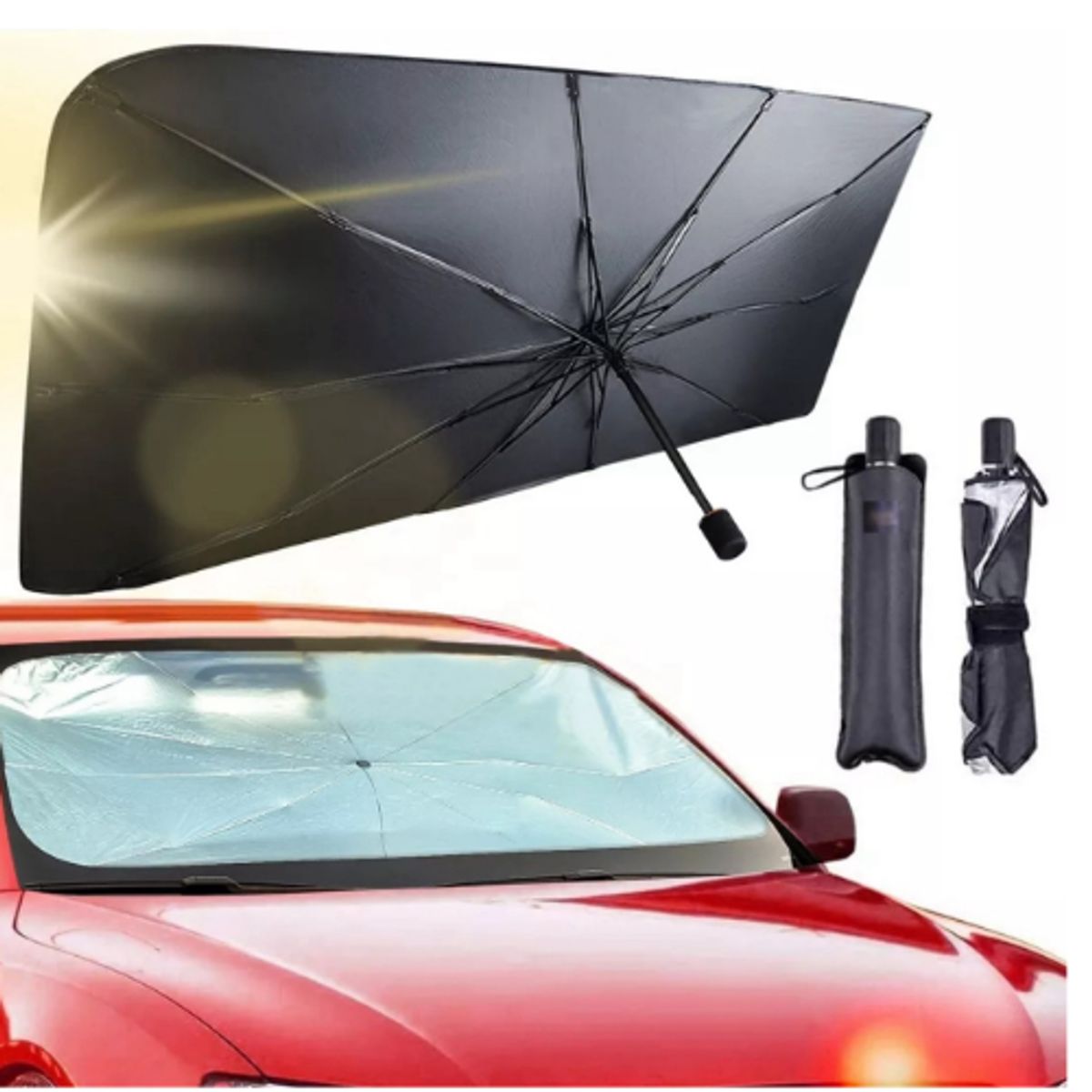 GENERICO - Parasol Tipo Paraguas Para Auto Bloqueador Solar Plegable