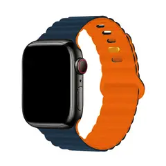 CELLBOX - Correa de Silicona Duo para Apple Watch - 42 mm Serie 1 / 2 / 3 - Azul / Naranja