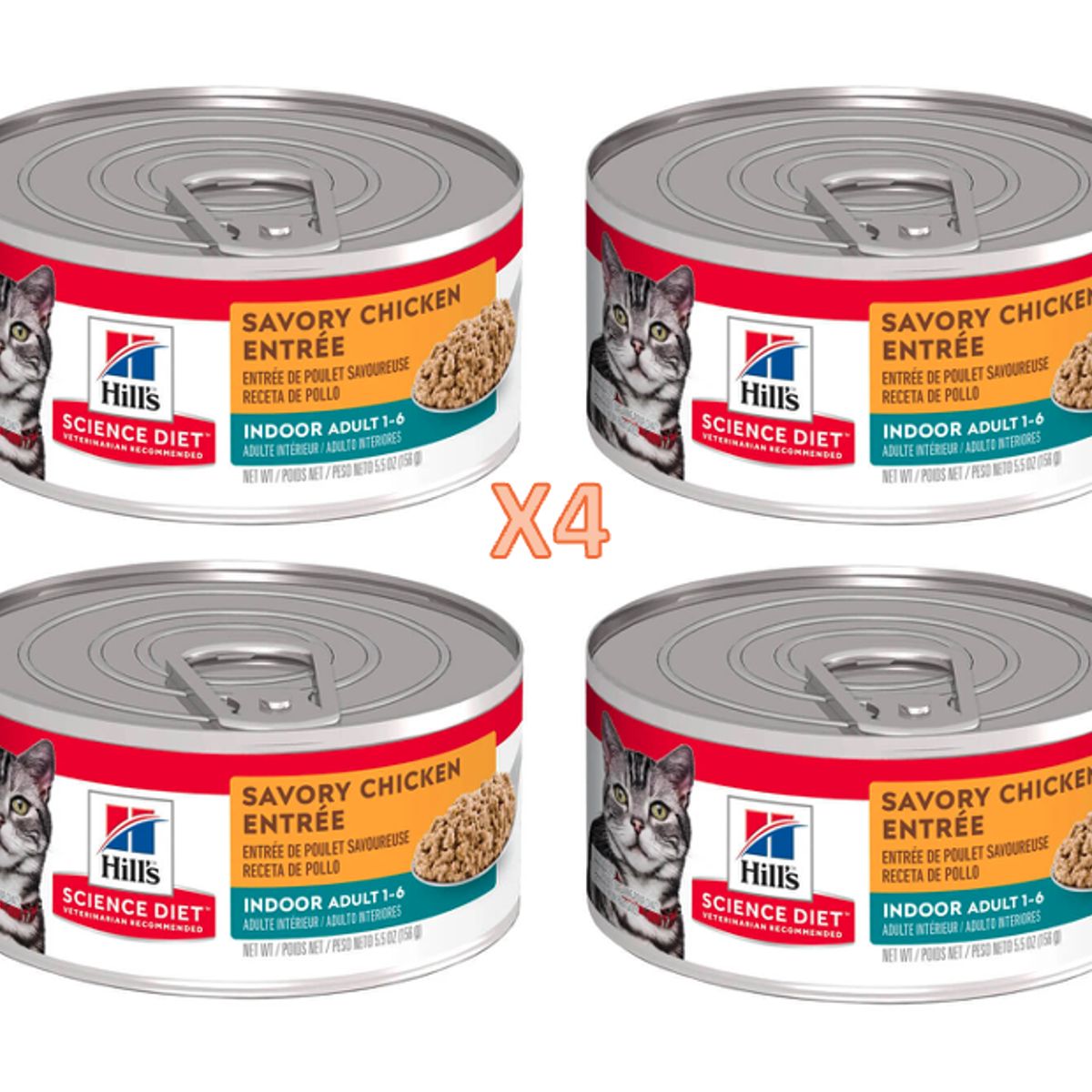 HILLS - X4 Alimento Hills Science Diet Gato Adulto Pollo 156 G Cu