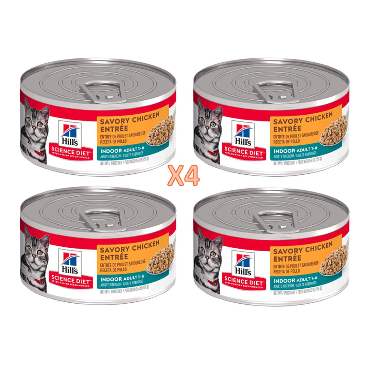HILLS - X4 Alimento Hills Science Diet Gato Adulto Pollo 156 G Cu