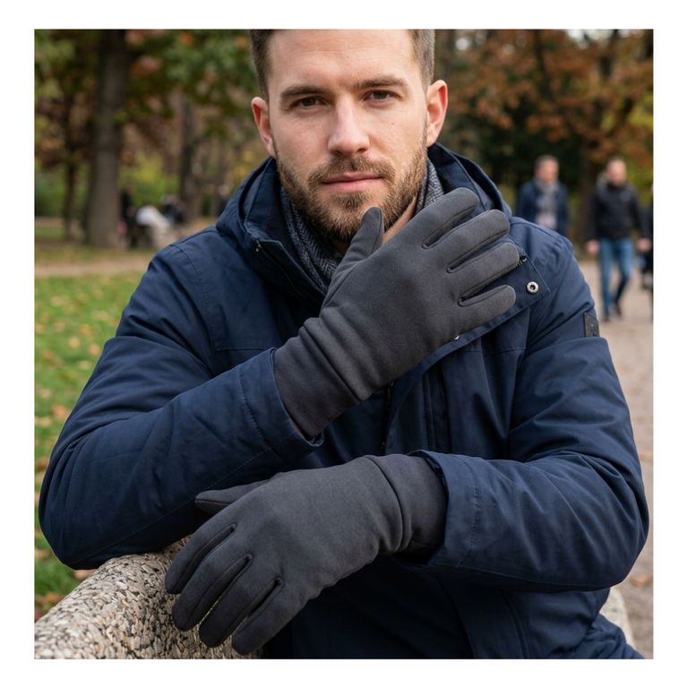 Guantes Termicos De Polar Con Refuerzo Antideslizante En Palma Negro TALLA UNICA