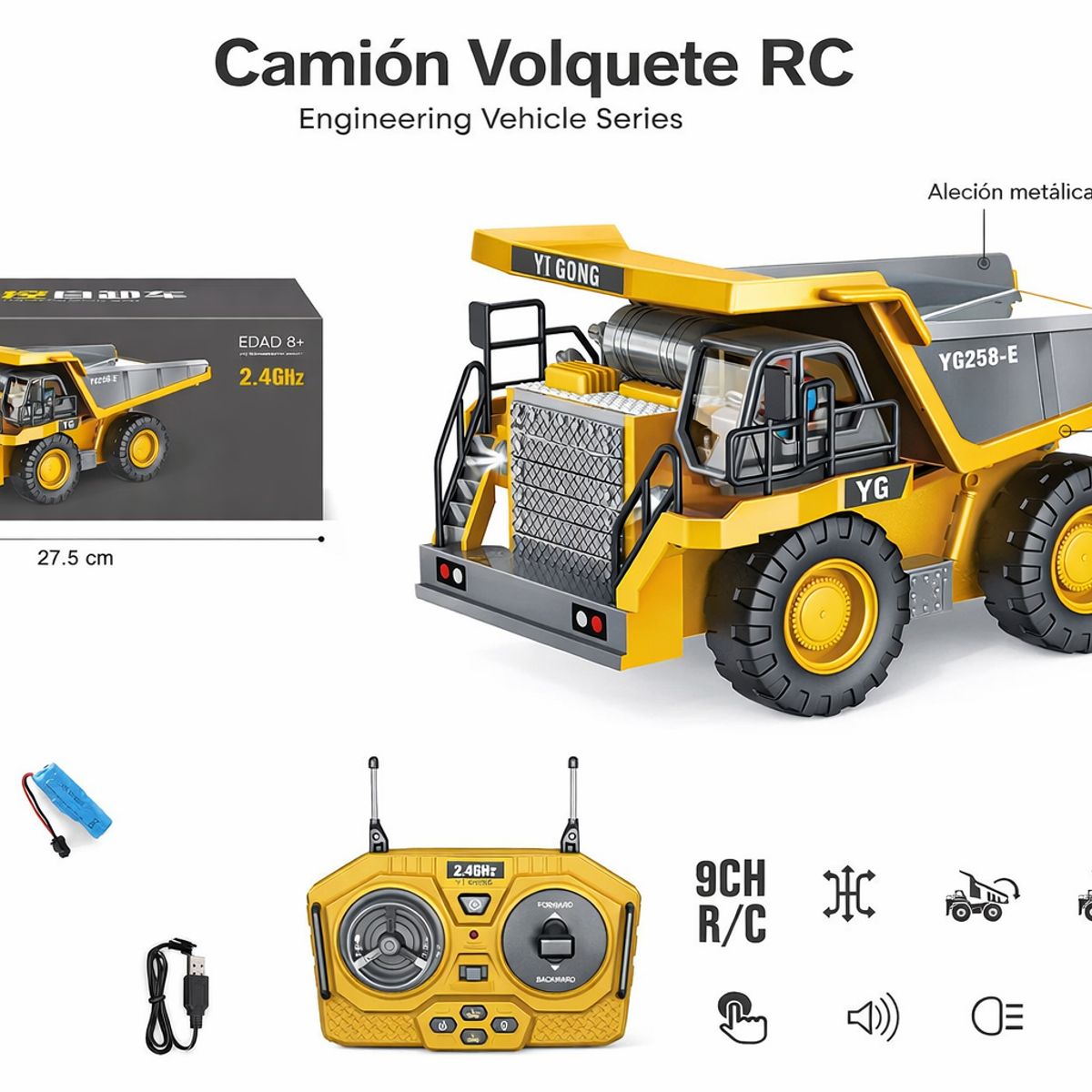 GENERAL - Camión Volquete Rc+3 Baterías Mayor Duración Juguete Niños
