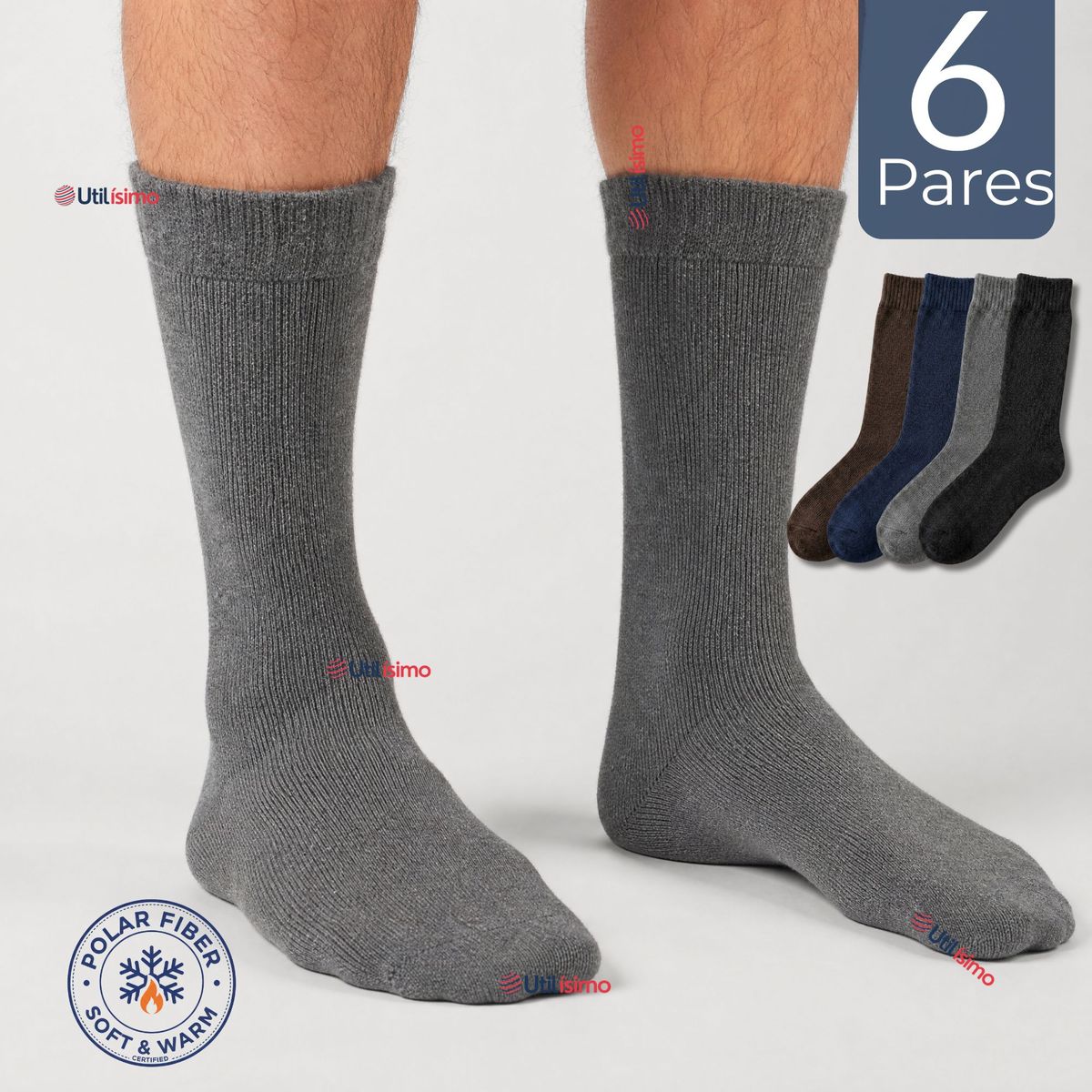 UTILISIMO - Pack 6 Pares Calcetines Térmicos Corte Alto Hombre Surtidos