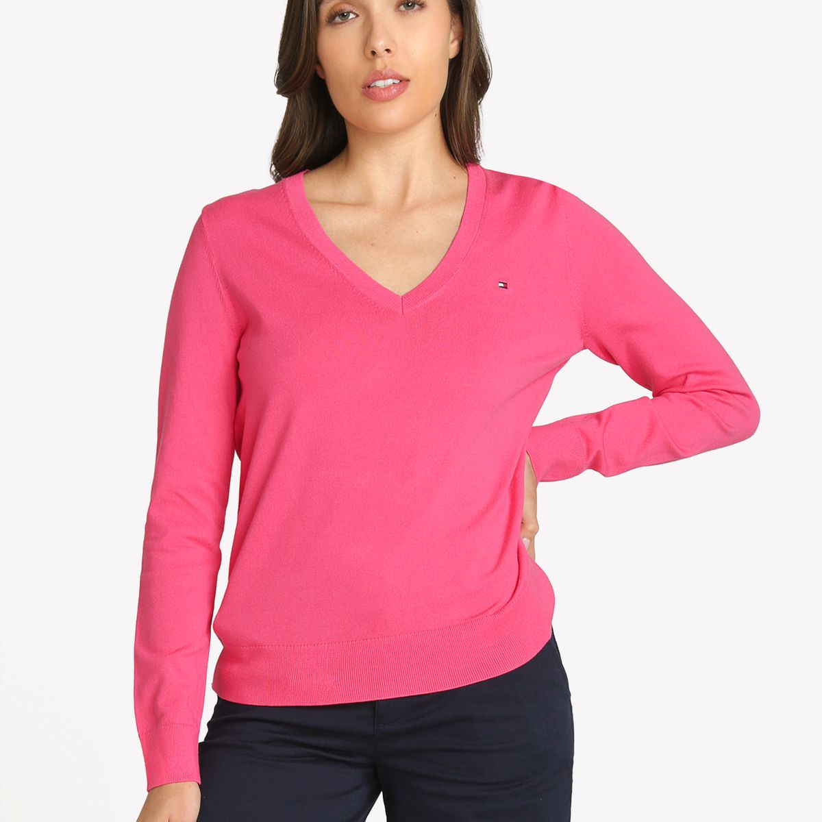 TOMMY HILFIGER - Sweater Con Diseño De Rayas Fucsia Tommy Hilfiger