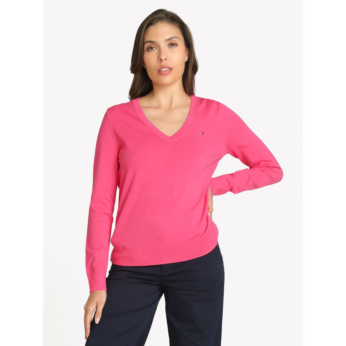 TOMMY HILFIGER - Sweater Con Diseño De Rayas Fucsia Tommy Hilfiger