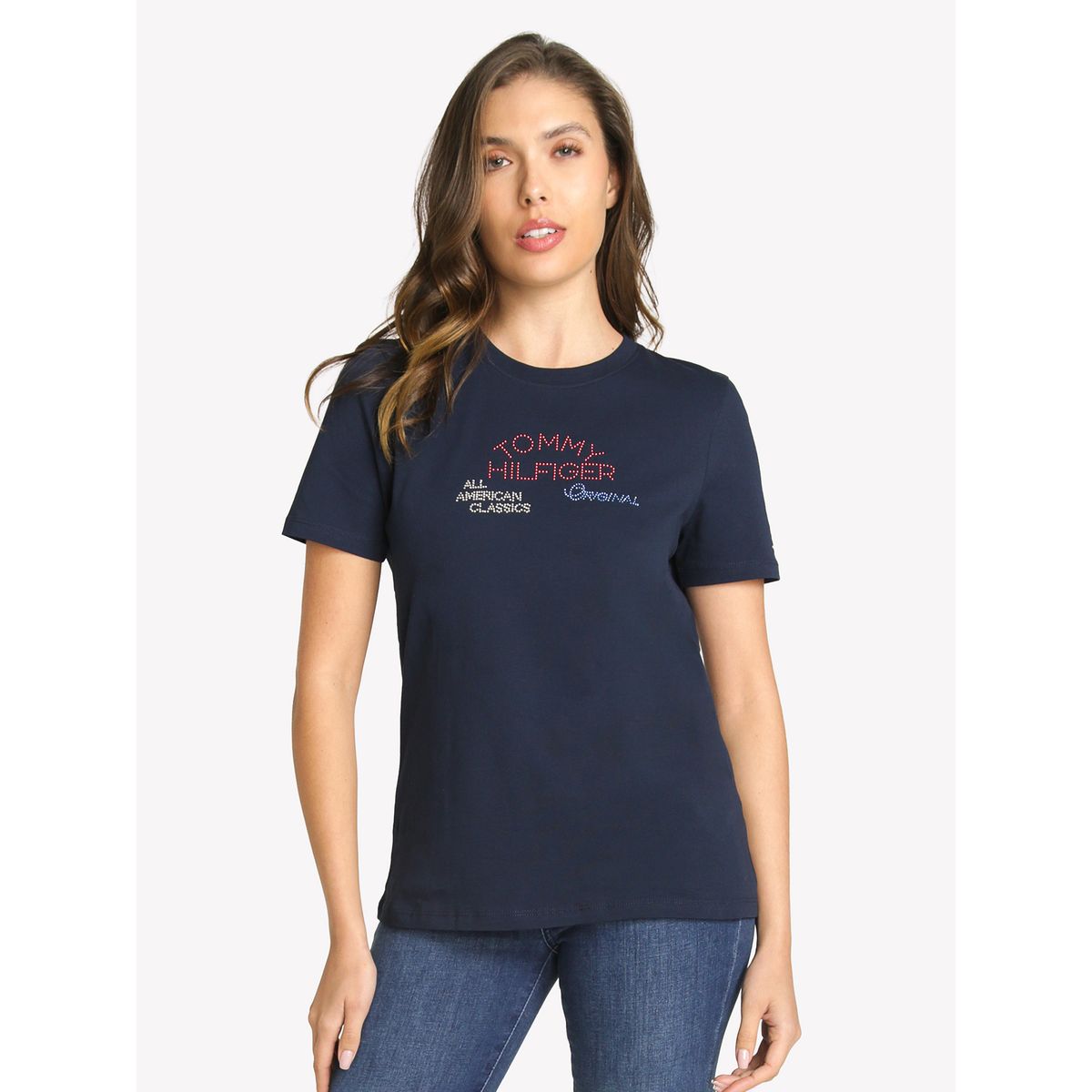TOMMY HILFIGER - Polera Con Logo Gráfico Regular Fit Azul Tommy Hilfiger