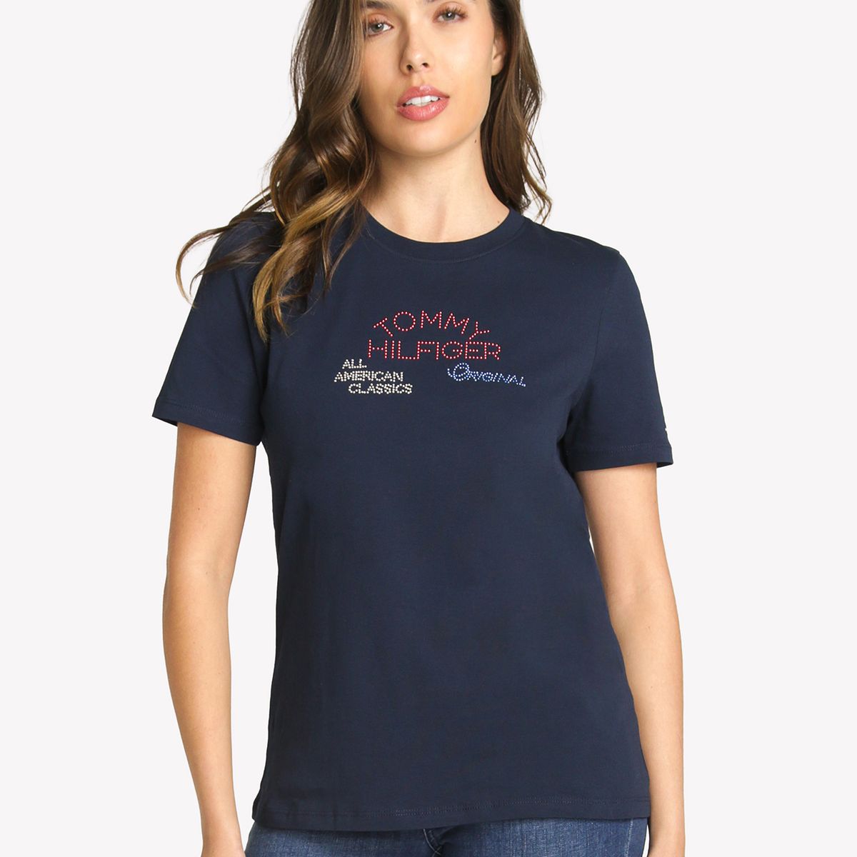 TOMMY HILFIGER - Polera Con Logo Gráfico Regular Fit Azul Tommy Hilfiger