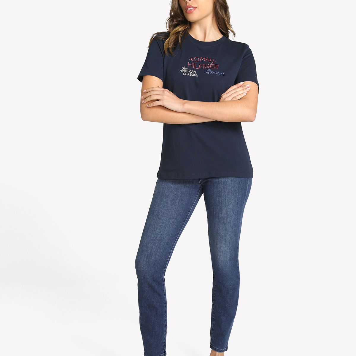 TOMMY HILFIGER - Polera Con Logo Gráfico Regular Fit Azul Tommy Hilfiger