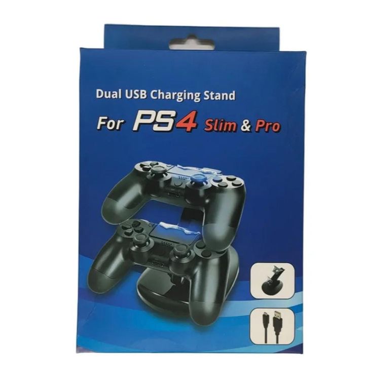 GENERICO Base Dual Cargador Vertical Joystick Para Ps4 + Cable Usb