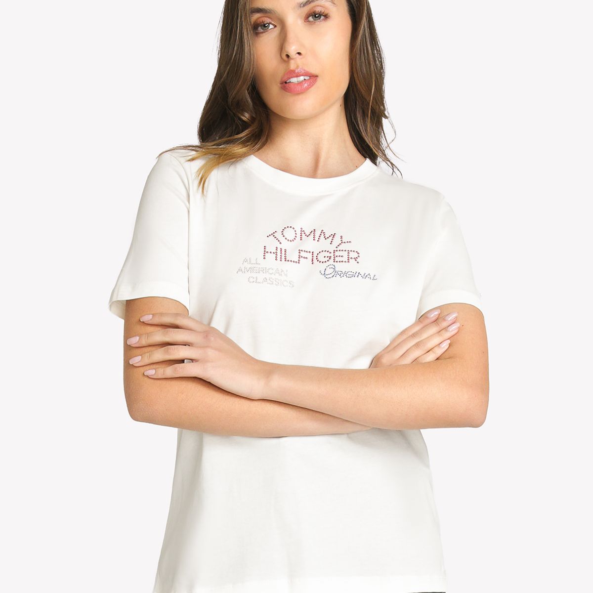 TOMMY HILFIGER - Polera Con Logo Gráfico Regular Fit Blanco Tommy Hilfiger