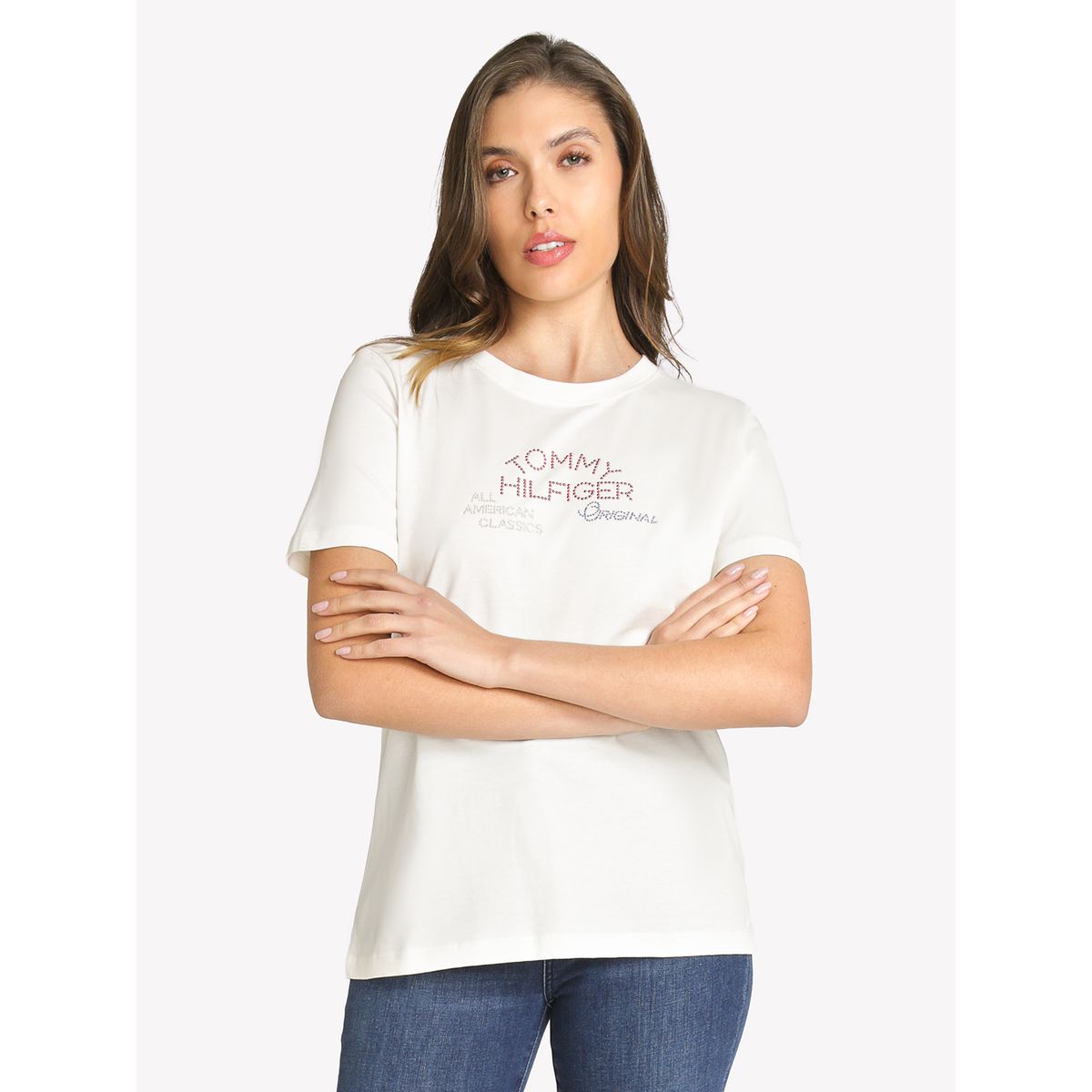TOMMY HILFIGER - Polera Con Logo Gráfico Regular Fit Blanco Tommy Hilfiger