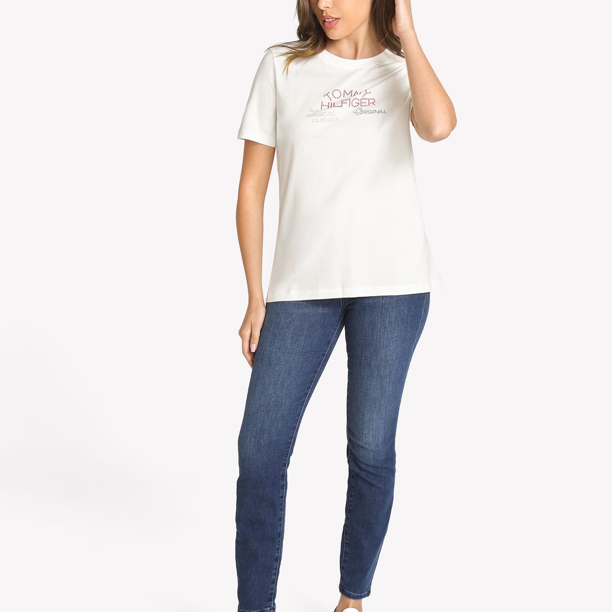 TOMMY HILFIGER - Polera Con Logo Gráfico Regular Fit Blanco Tommy Hilfiger