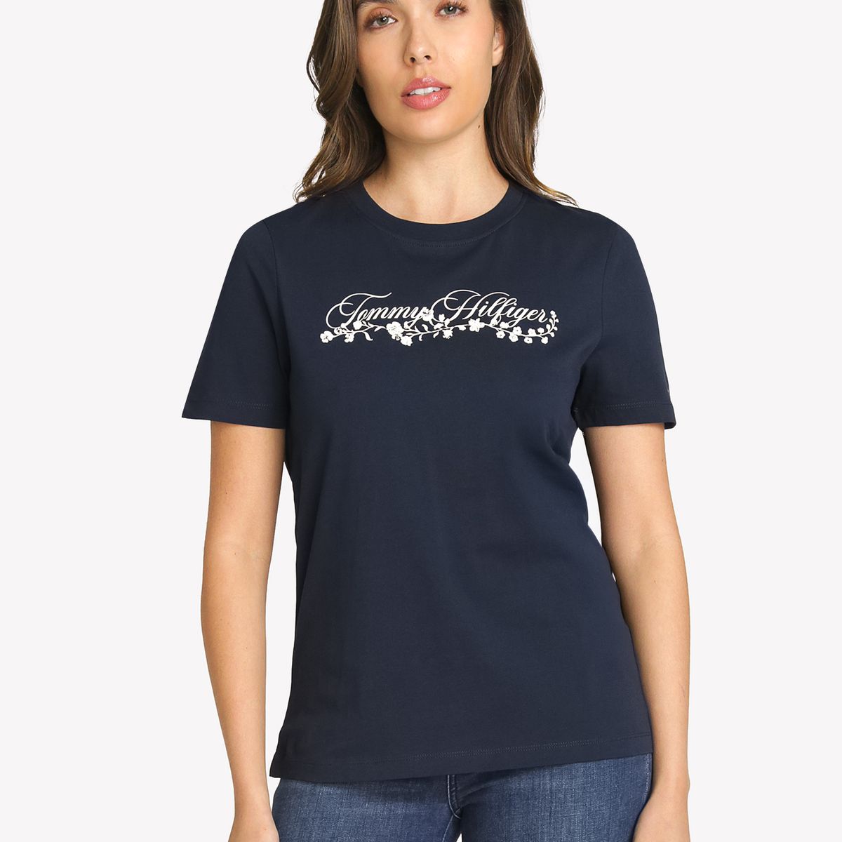 TOMMY HILFIGER - Polera Con Logo Gráfico Regular Fit Azul Tommy Hilfiger