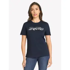TOMMY HILFIGER - Polera Con Logo Gráfico Regular Fit Azul