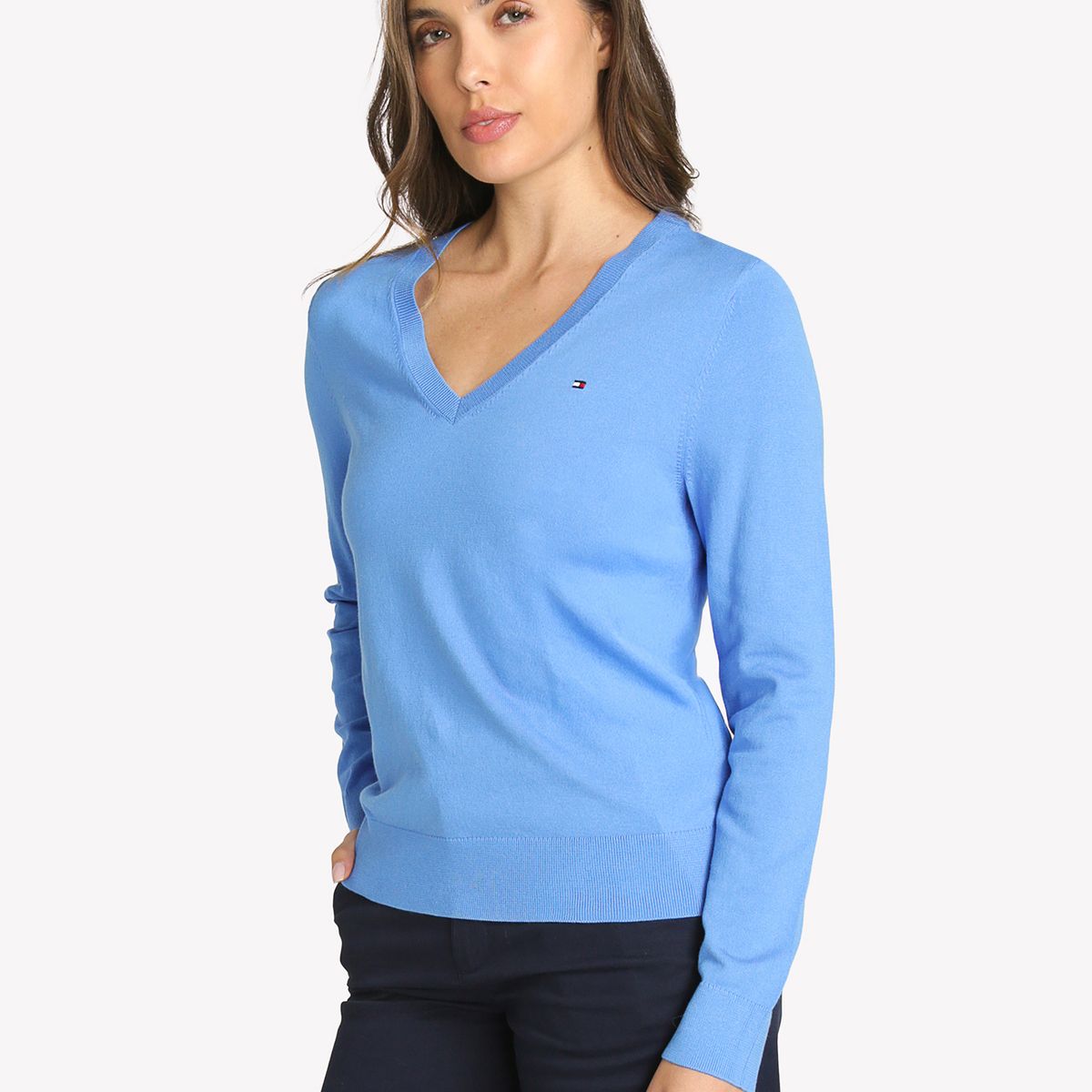 TOMMY HILFIGER - Sweater Con Diseño De Rayas Celeste Tommy Hilfiger