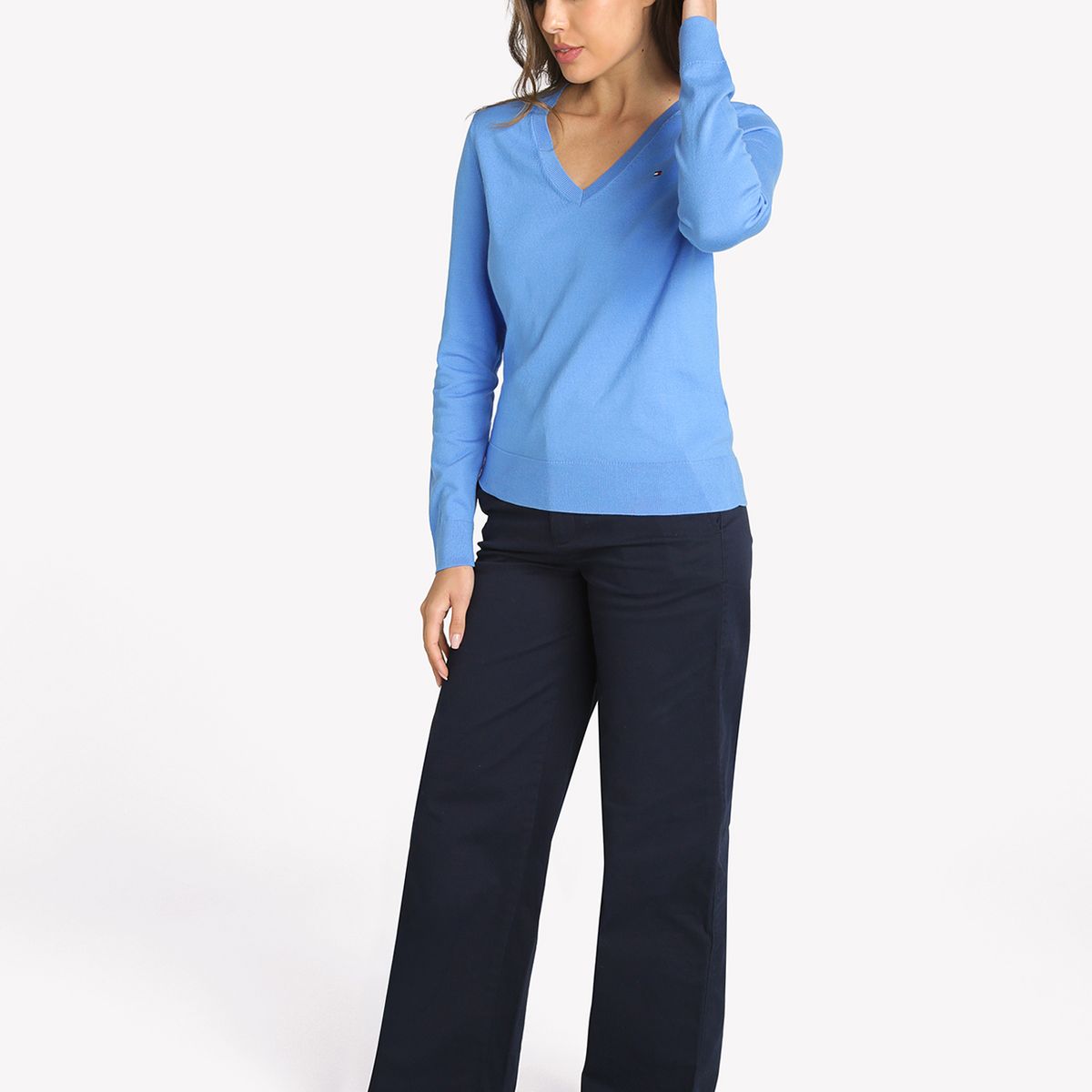 TOMMY HILFIGER - Sweater Con Diseño De Rayas Celeste Tommy Hilfiger