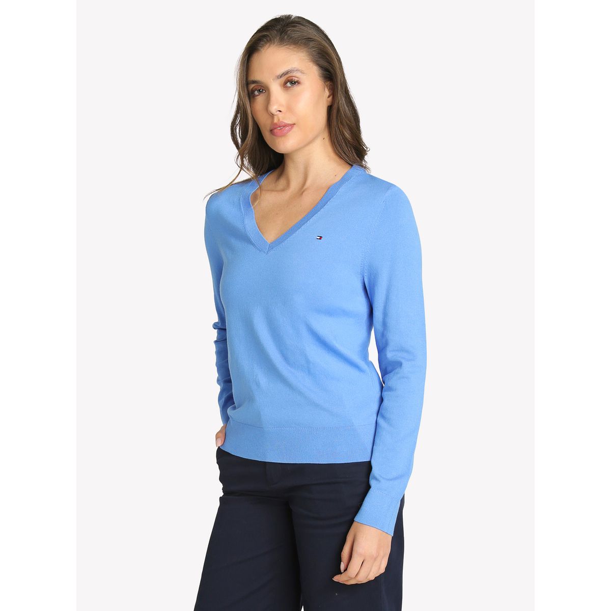 TOMMY HILFIGER - Sweater Con Diseño De Rayas Celeste Tommy Hilfiger