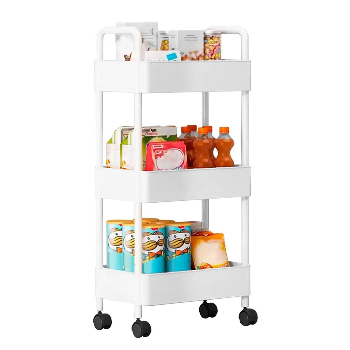 GENERICO - Carrito Carro Organizador Ruedas Multiuso Chef Choice 3 Niveles Color Blanco