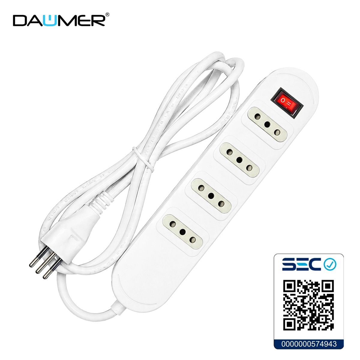 ALARGADOR 4 POS. 3.0m CON INTERRUPTOR BLANCO DAUMER, marca DAUMER - Foto Principal