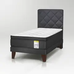 DRIMKIP - Cama Europea Hibrido Premium 1,5 Pl Plus + Respaldo Capitoné