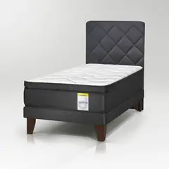 DRIMKIP - Cama Europea Hibrido Premium 1 Pl Plus + Respaldo Capitoné