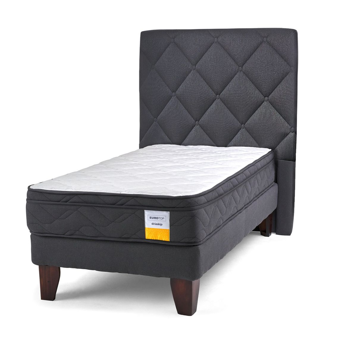 DRIMKIP - Cama Europea Eurotop 1.5 Pl Plus + Respaldo Capitoné Drimkip