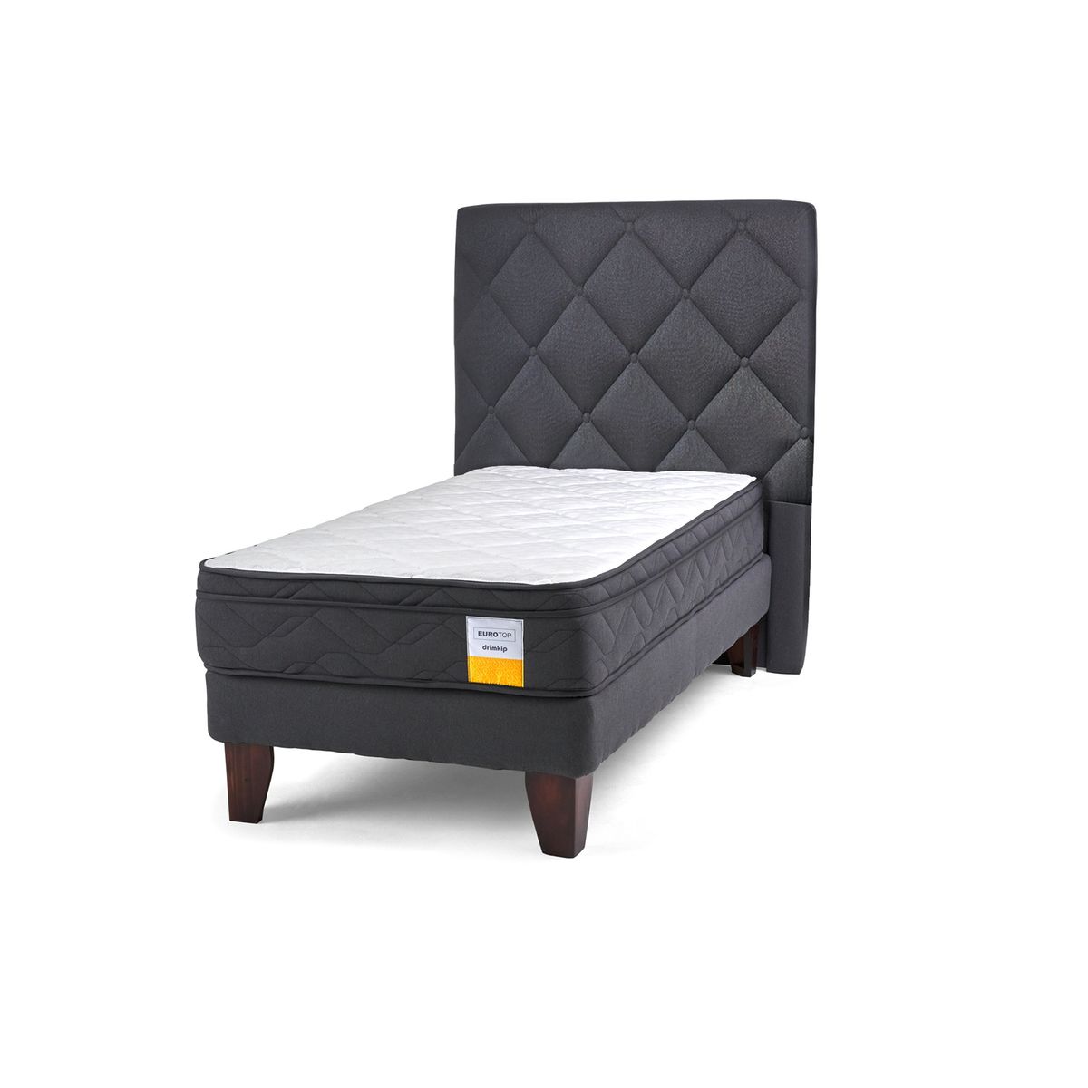 DRIMKIP - Cama Europea Eurotop 1.5 Pl Plus + Respaldo Capitoné Drimkip