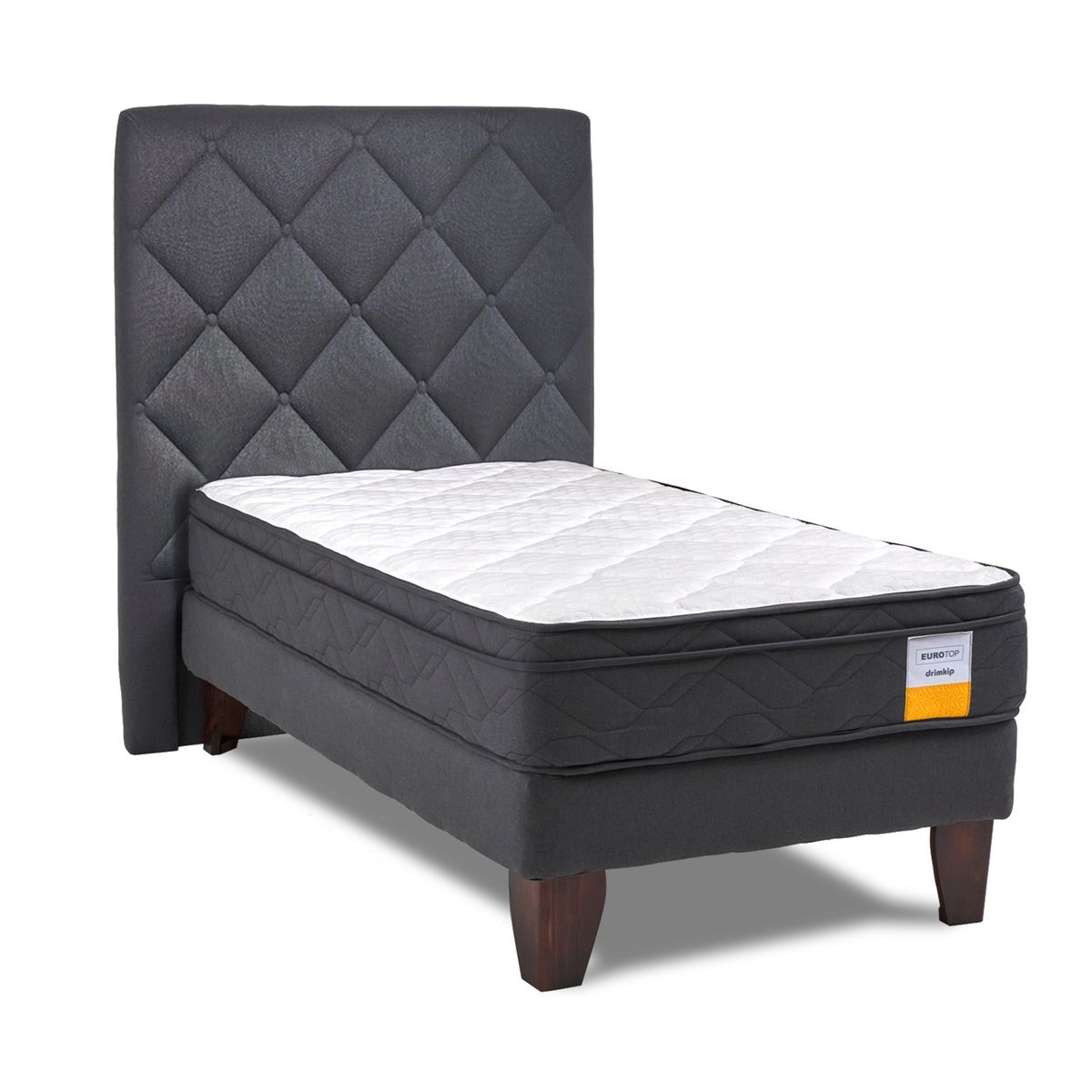 DRIMKIP - Cama Europea Eurotop 1.5 Pl Plus + Respaldo Capitoné Drimkip