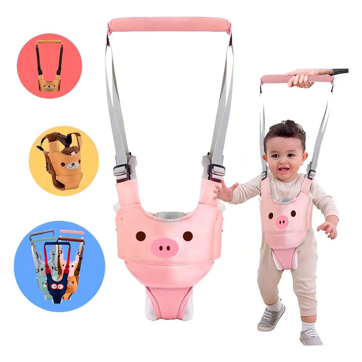 GENERICO - Arnes Aprender a Caminar Bebés Cinturón Fulares Portabebes Color Blanco Cerdito BELUG
