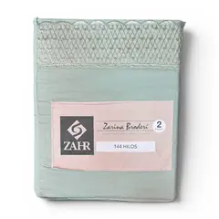 ZAHR - JUEGO DE SABANA BRODERI MENTA 2P