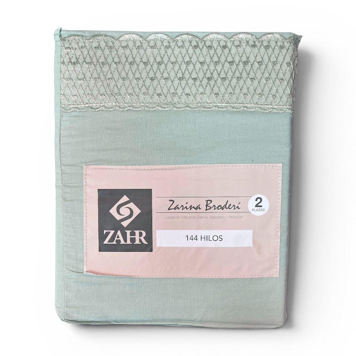 ZAHR - JUEGO DE SABANA BRODERI MENTA KING