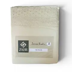 ZAHR - JUEGO DE SABANA BRODERI MARFIL 2P