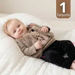 TEDMIMAK - Conjunto Buzo Polera Chaleco 3 Piezas Bebé Niña Beautiful Bear