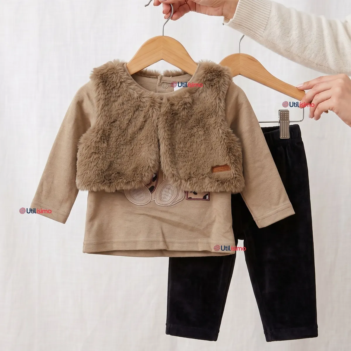 TEDMIMAK - Conjunto Buzo Polera Chaleco 3 Piezas Bebé Niña Tedmimak Beautiful Bear