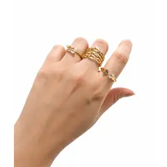 GENERICO - SET DE 3 ANILLOS AJUSTABLES, DISEÑO DIFERENTES EN BAÑO DE ORO