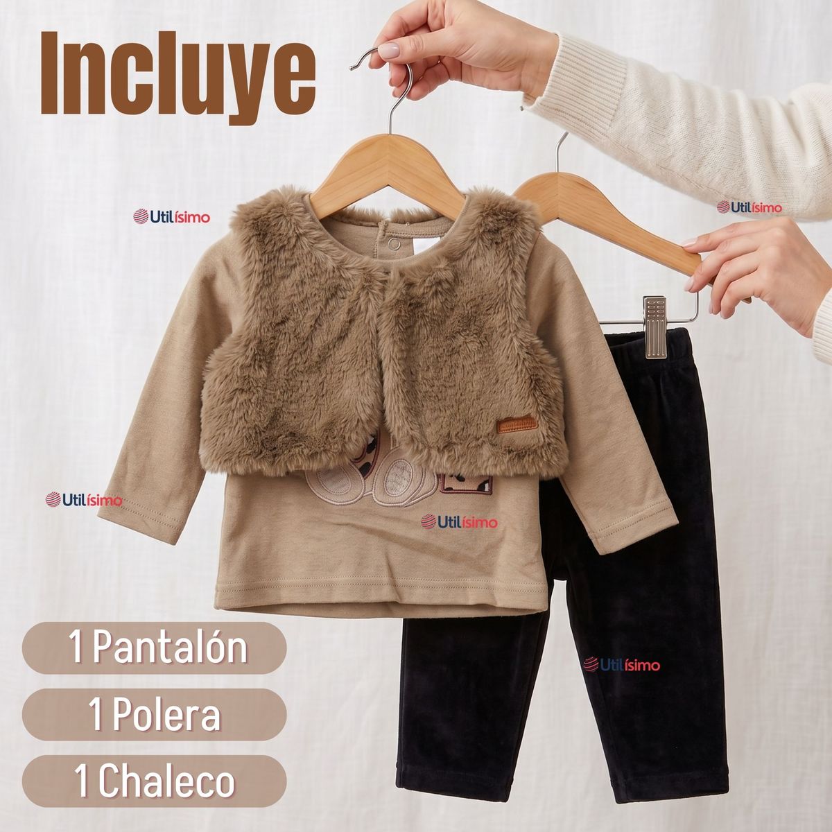 TEDMIMAK - Conjunto Buzo Polera Chaleco 3 Piezas Niña Tedmimak Pretty Bear