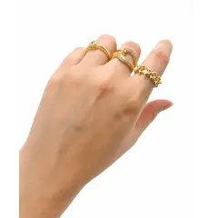 GENERICO - SET DE 3 ANILLOS AJUSTABLES, DISEÑO DIFERENTES EN BAÑO DE ORO