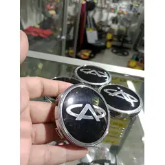 GENERICO - Set X4 Tapas centro de Llantas de autos 56mm universal chery borde plata