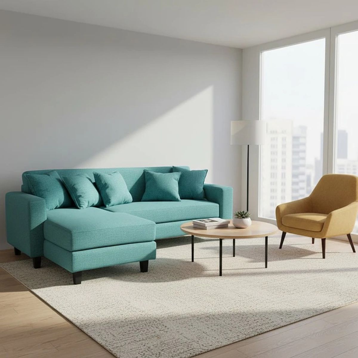 BLOCCARE - Sofa Seccional Bloccare 3 Cuerpos - Tela Verona (Turqueza)