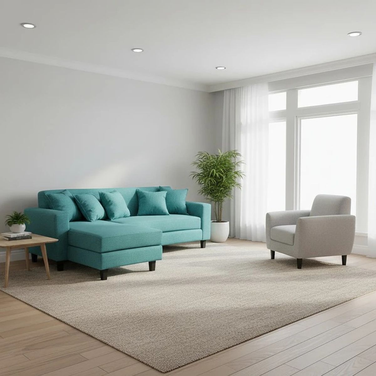 BLOCCARE - Sofa Seccional Bloccare 3 Cuerpos - Tela Verona (Turqueza)