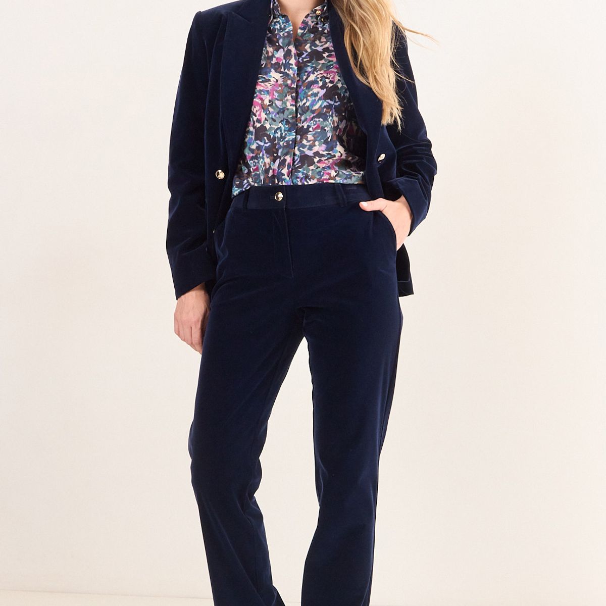 MA GRIFFE - Pantalon Terciopelo Mujer Azul Magriffe