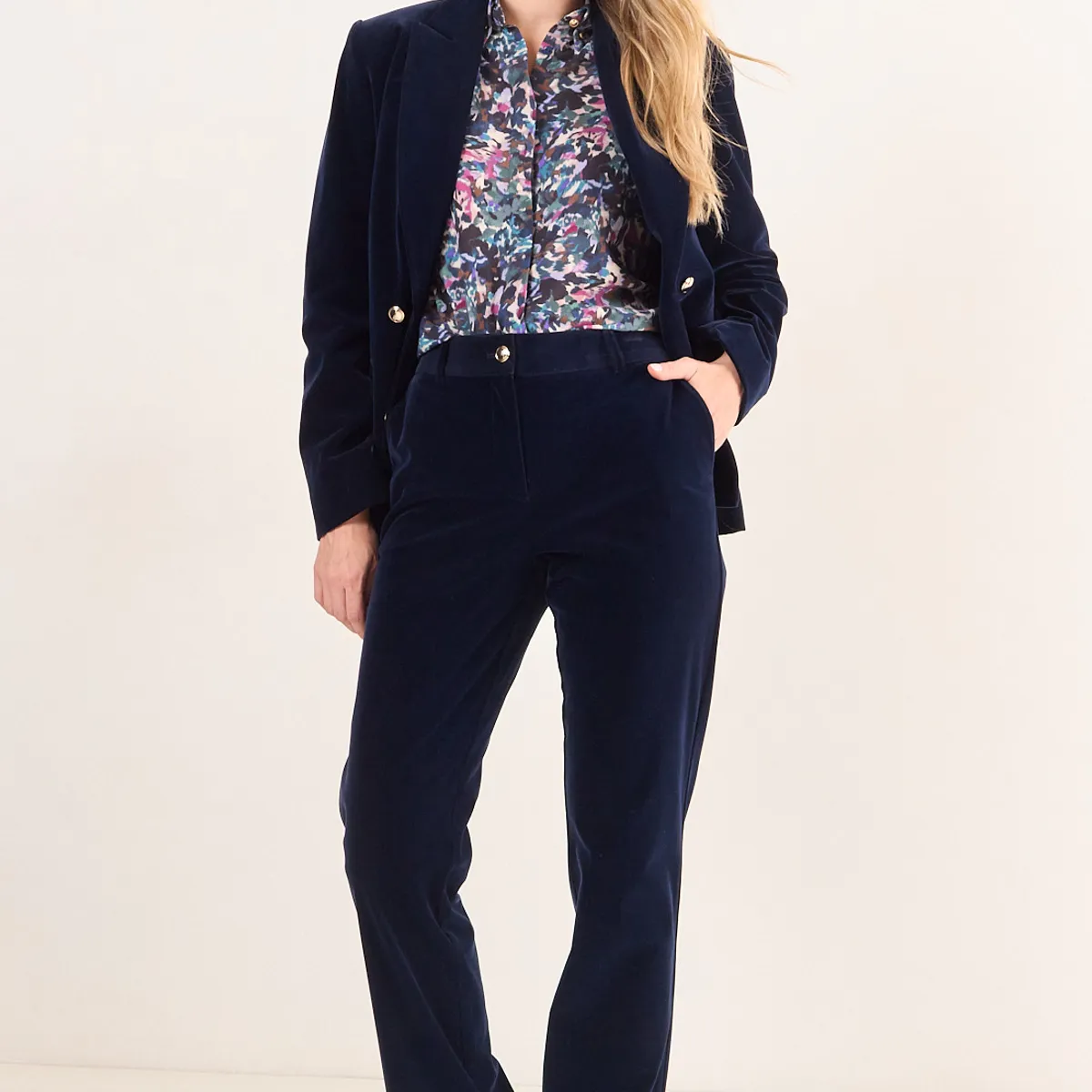 MA GRIFFE - Pantalon Terciopelo Mujer Azul Magriffe